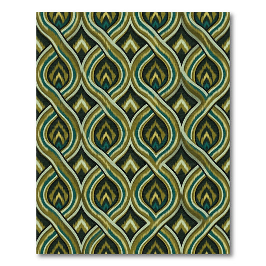 Earth Toned Interlocking Ikat Ovals Rug