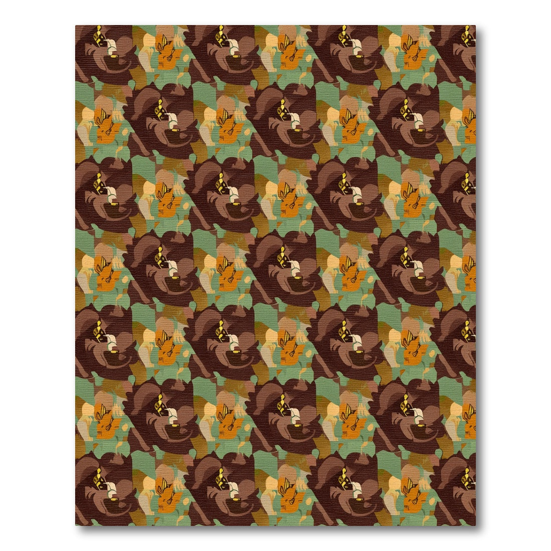 Earthy Brown Abstract Face Collage Rug