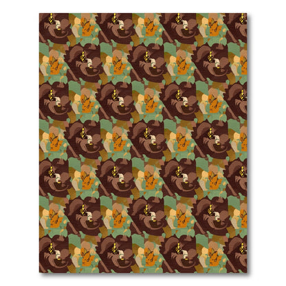 Earthy Brown Abstract Face Collage Rug