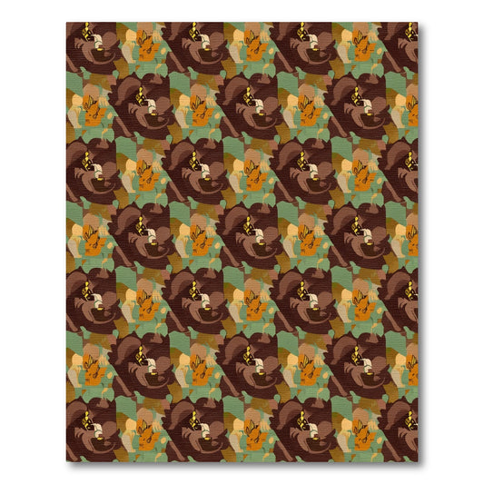 Earthy Brown Abstract Face Collage Rug
