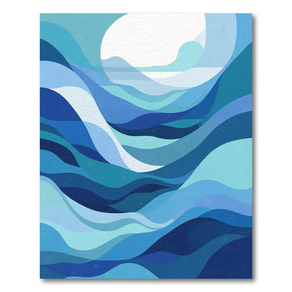 Abstract Blue Ocean Wave Layers Rug