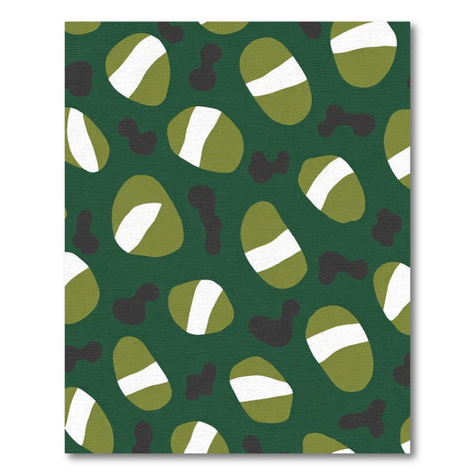 Leafy Green White Stripe Organic Shapes Rug