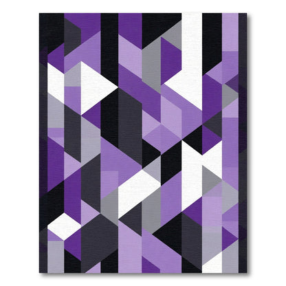 Geometric Violet Gray White Shapes Rug
