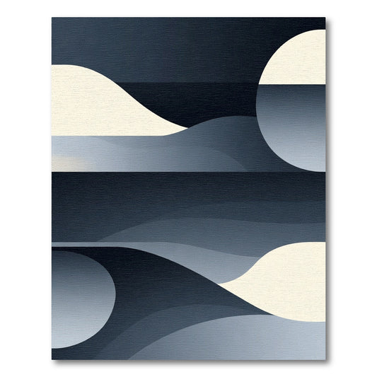 Modern Dark Blue Abstract Wave Rug