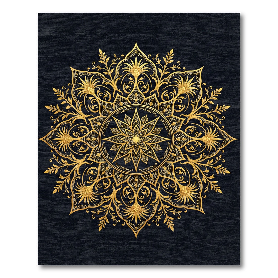 Opulent Golden Floral Star Medallion Rug