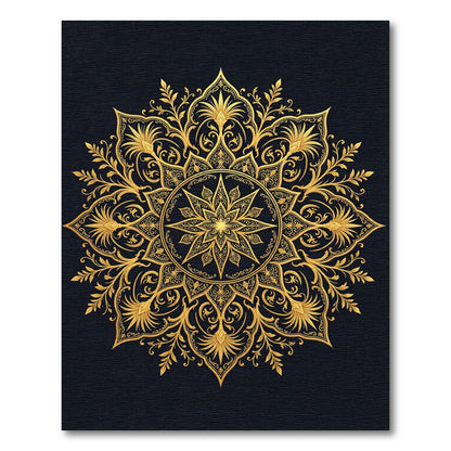 Opulent Golden Floral Star Medallion Rug