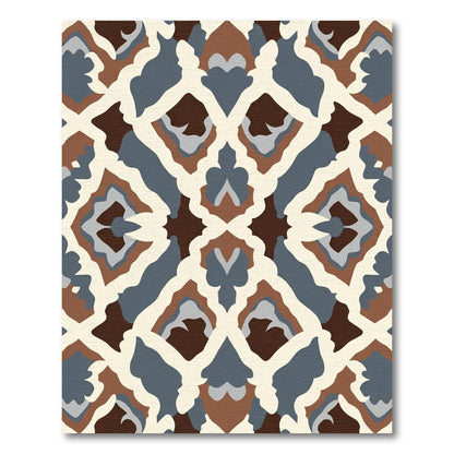 Earthy Geometric Lattice Medallion Rug