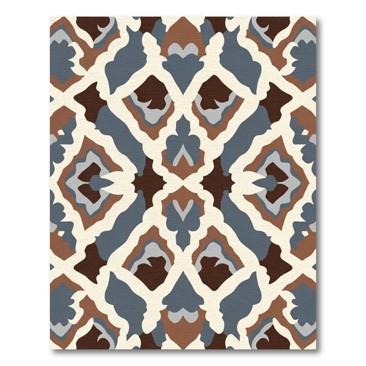 Earthy Geometric Lattice Medallion Rug