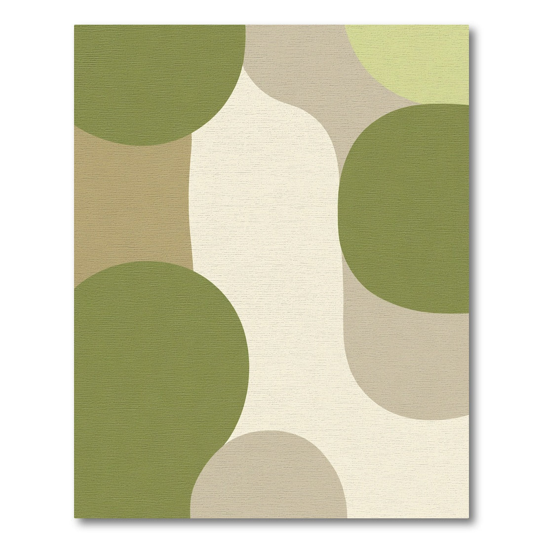 Organic Mid Century Green Cream Shapes Rug