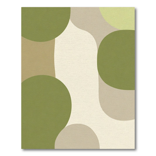 Organic Mid Century Green Cream Shapes Rug