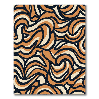 Retro Swirl Abstract Orange Cream Rug