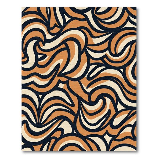 Retro Swirl Abstract Orange Cream Rug