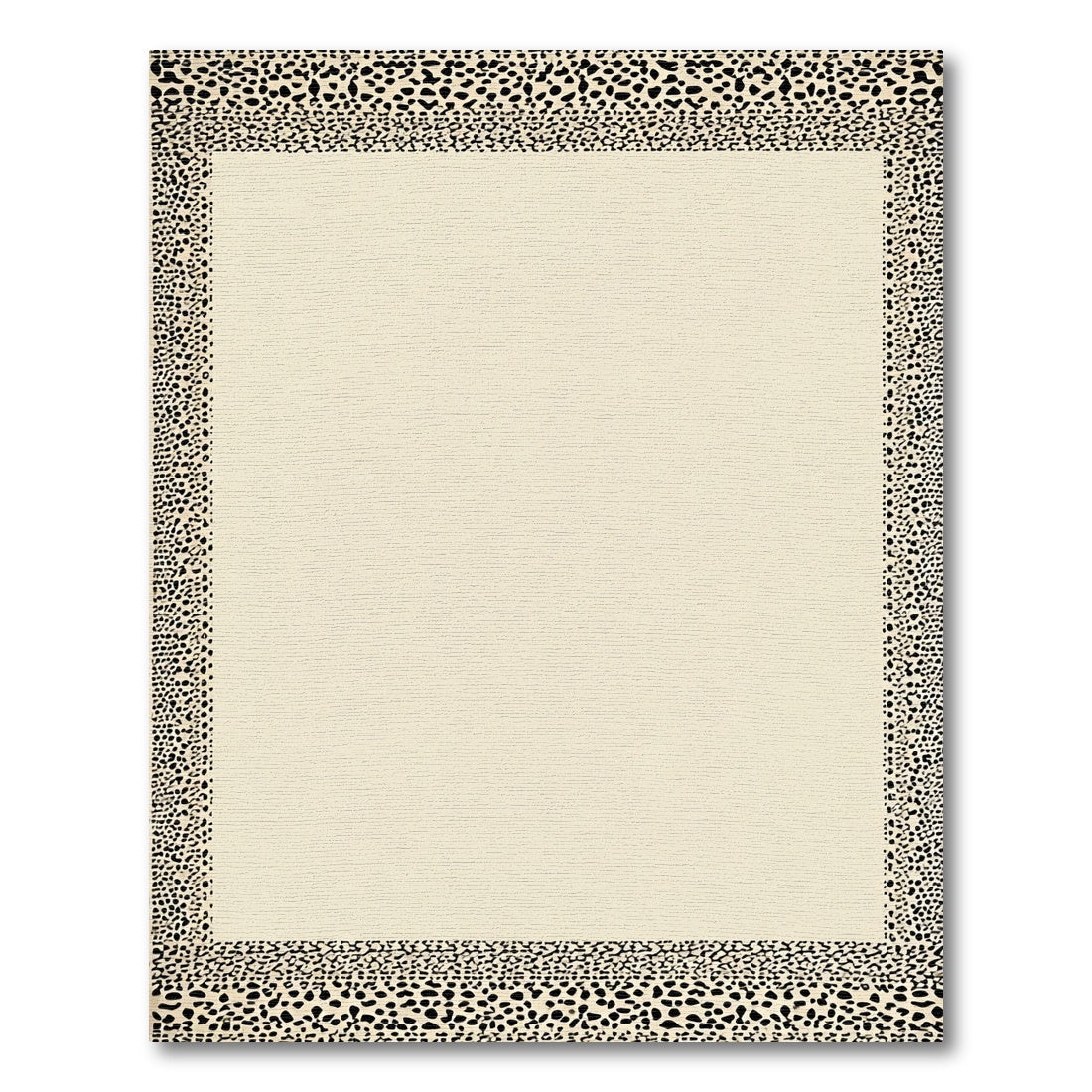 Cream and Black Spotted Border Rug