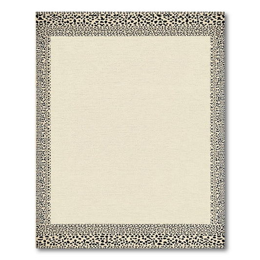 Cream and Black Spotted Border Rug