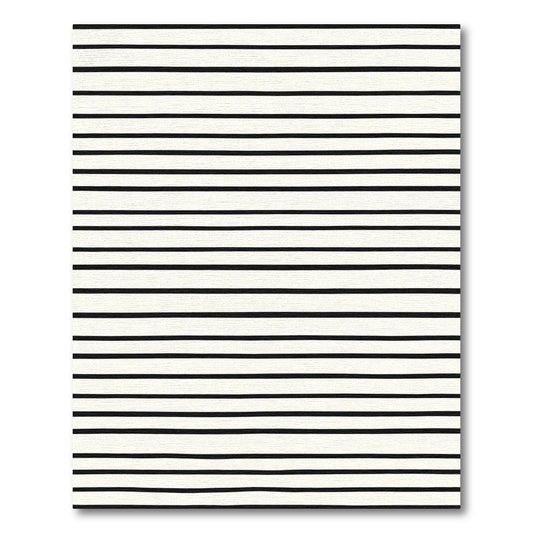 Modern Black White Linear Sweep Rug
