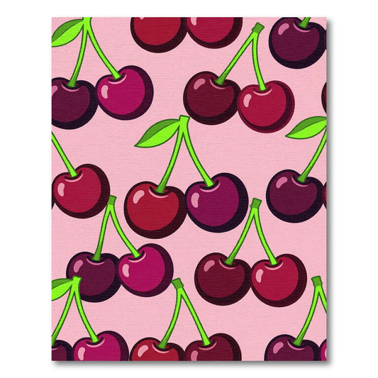Bright Pink Cherry Pattern Rug