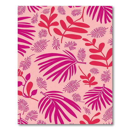 Fuchsia Tropical Leaf Assortment Rug