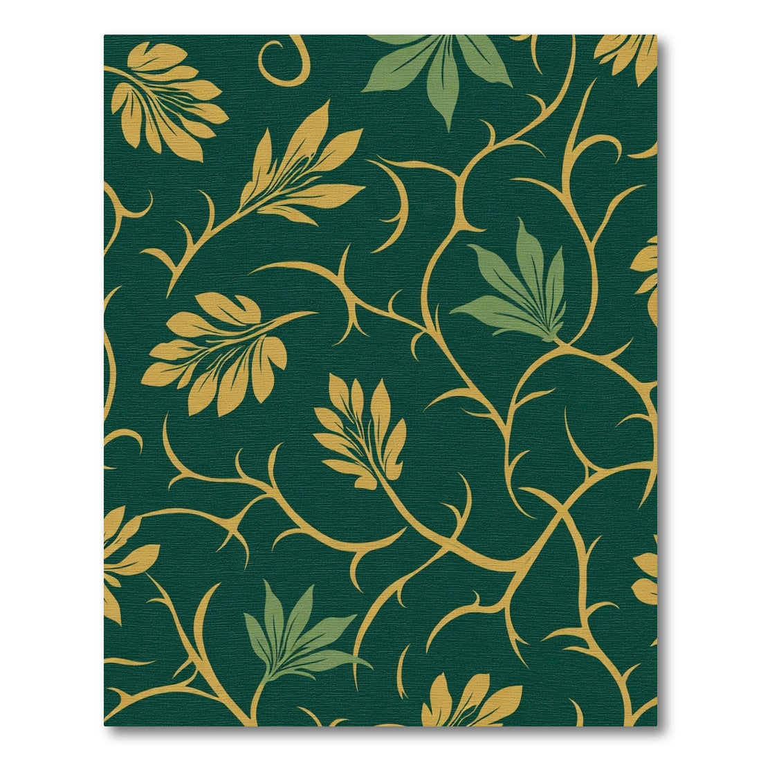 Deep Emerald Golden Vine Foliage Rug