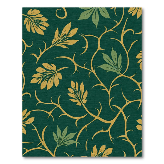 Deep Emerald Golden Vine Foliage Rug