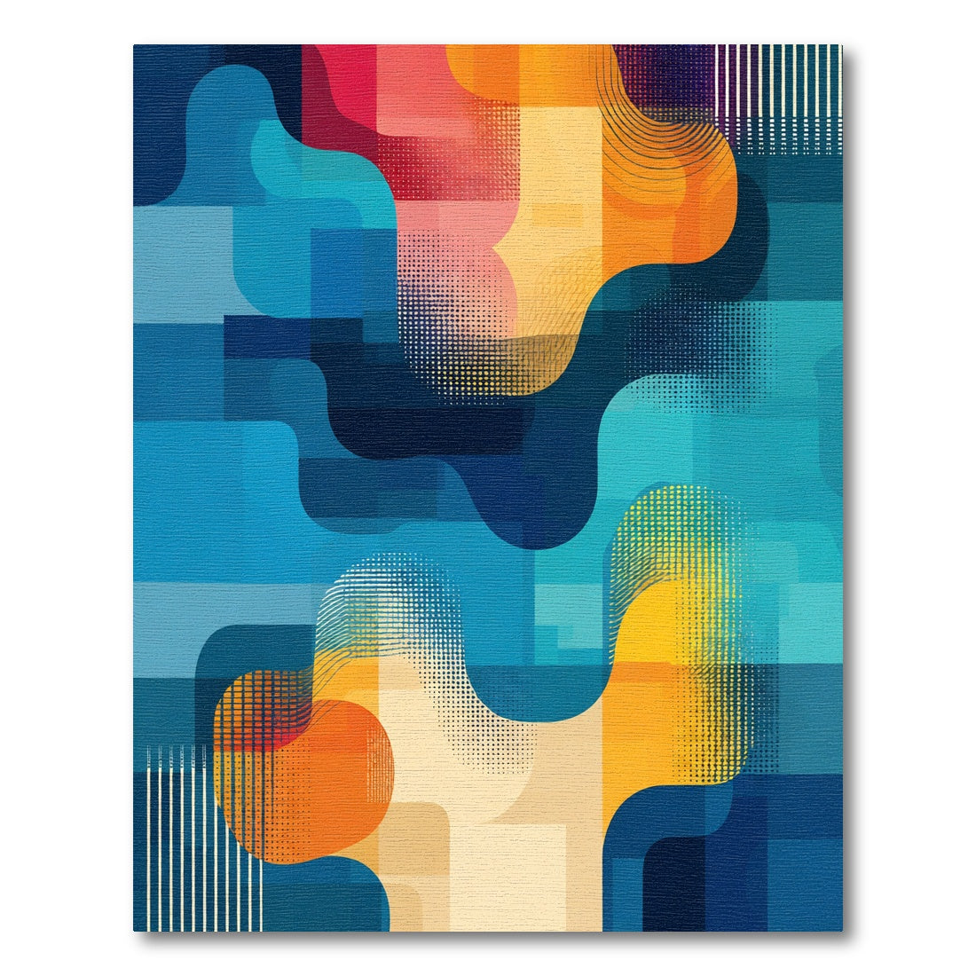 Vibrant Abstract Geometric Flow Rug