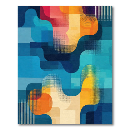 Vibrant Abstract Geometric Flow Rug