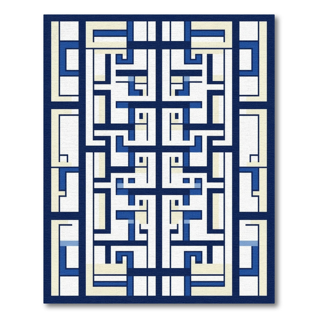 Modern Navy and Cream Lattice Rug