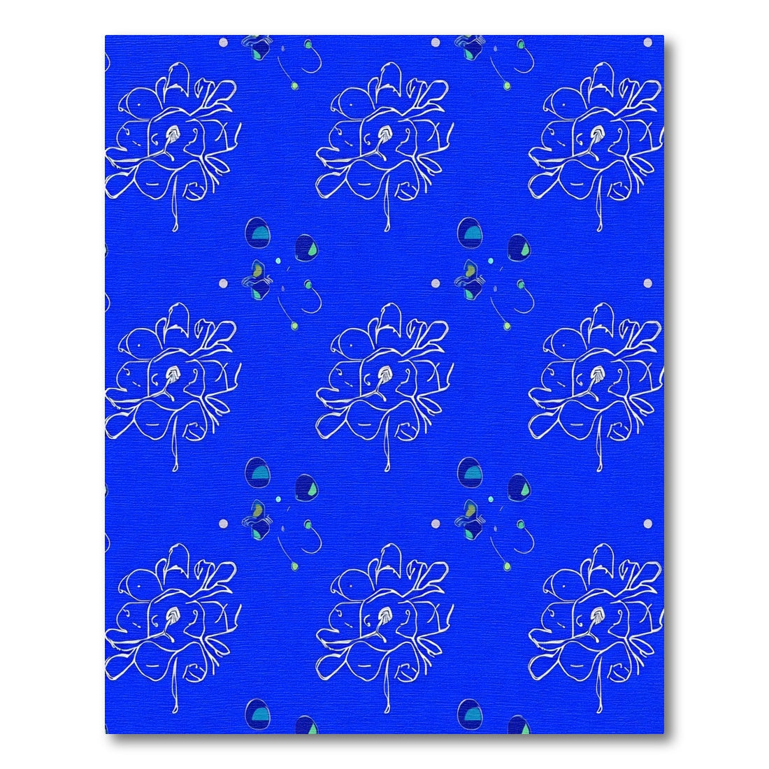 Abstract Sapphire Botanical Cluster Rug