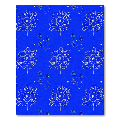Abstract Sapphire Botanical Cluster Rug