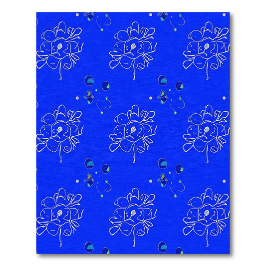 Abstract Sapphire Botanical Cluster Rug