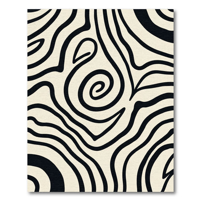 Bold Black Zebra Swirl Rug