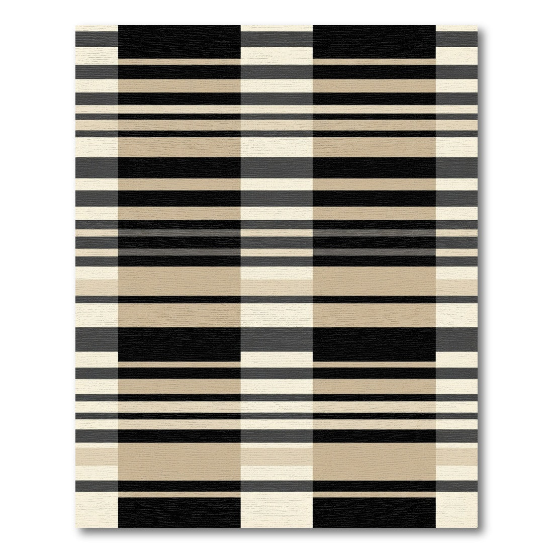 Classic Plaid Beige Black Stripe Rug