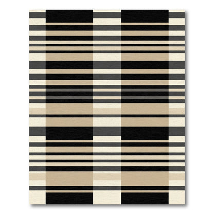 Classic Plaid Beige Black Stripe Rug