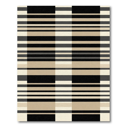 Classic Plaid Beige Black Stripe Rug