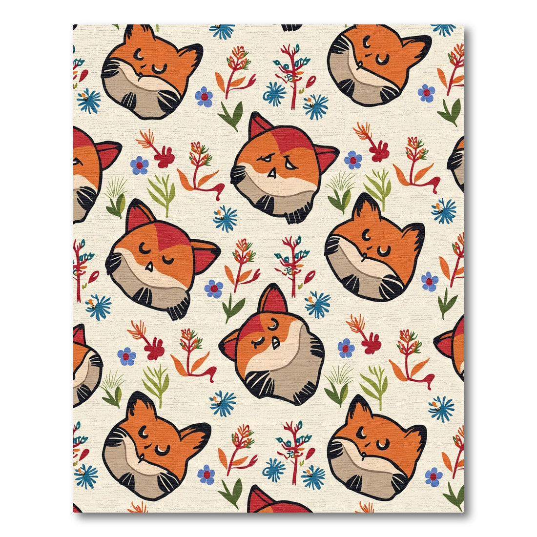 Whimsical Fox Floral Meadow Rug