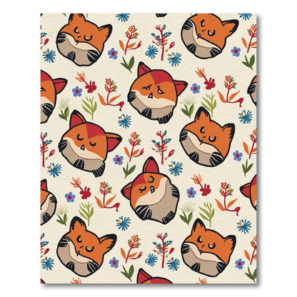 Whimsical Fox Floral Meadow Rug