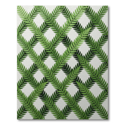 Lush Emerald Fern Leaf Lattice Rug