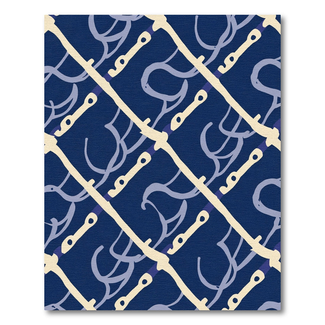 Deep Navy Cream Abstract Stipe Flow Rug