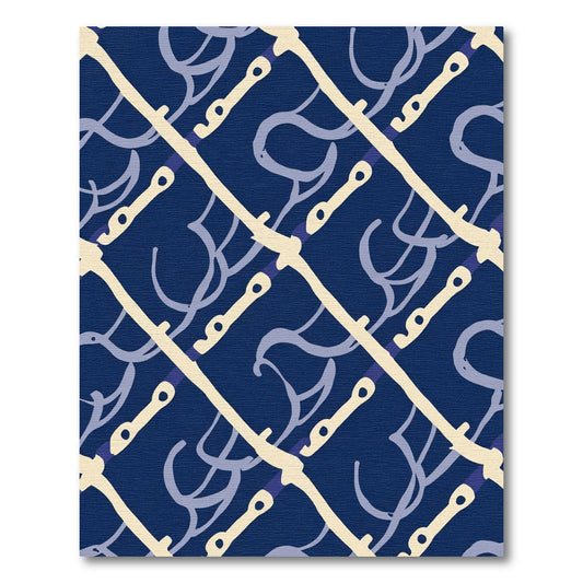 Deep Navy Cream Abstract Stipe Flow Rug