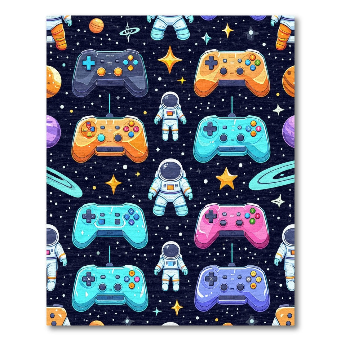 Whimsical Astronauts Game Controllers Cosmic Rug