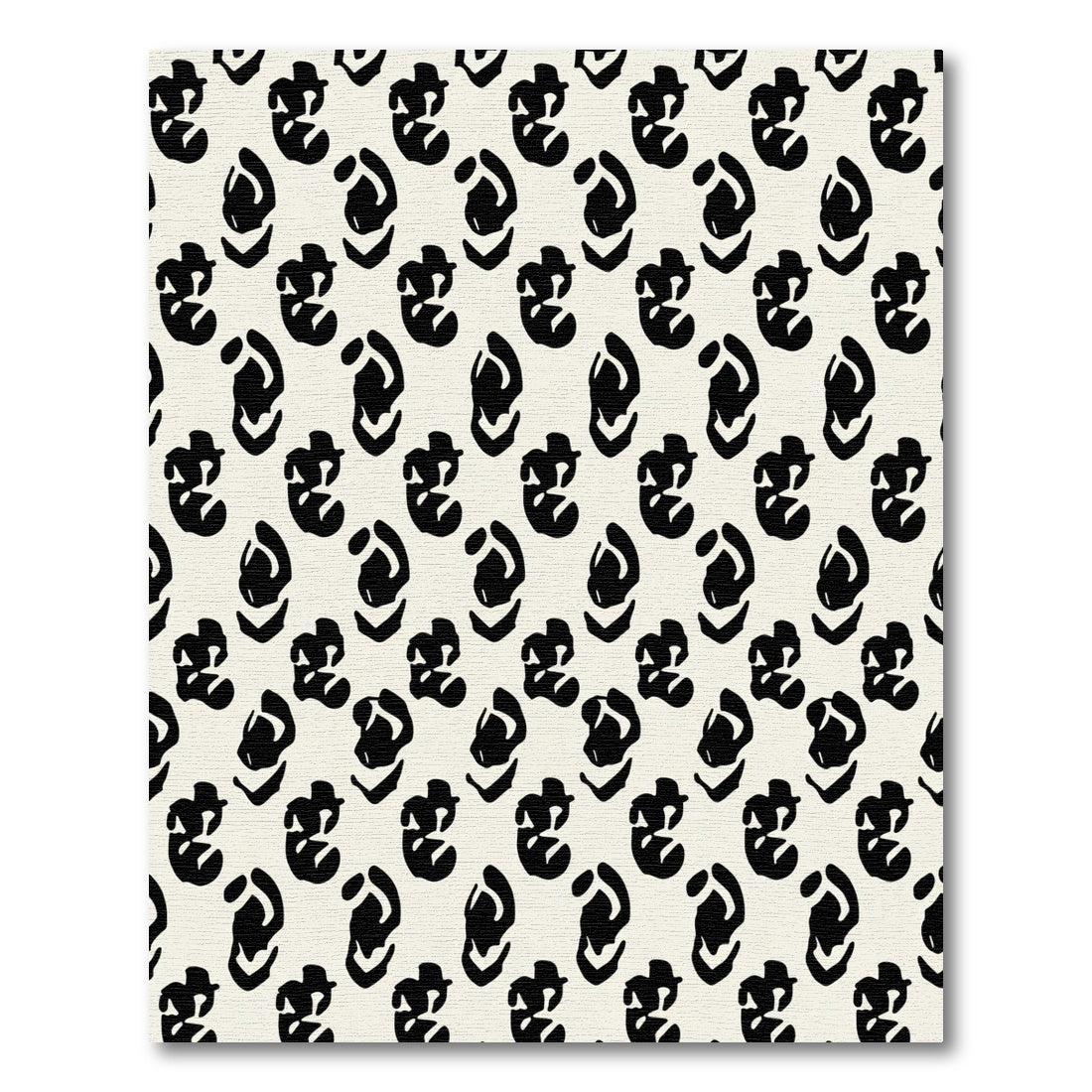 Black Organic Spots Ivory Background Rug