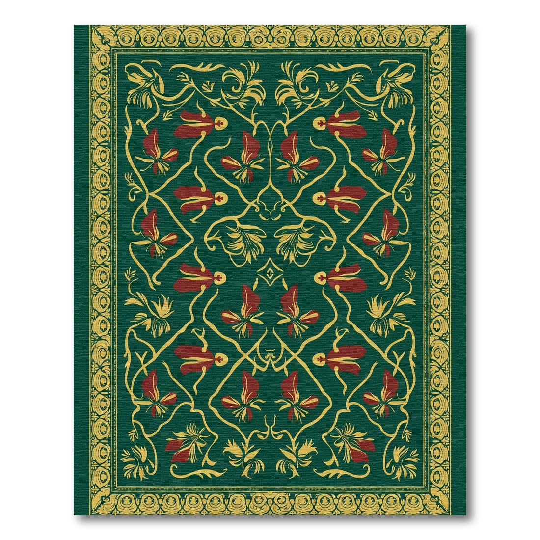 Emerald Green Floral Swirl Decorative Rug