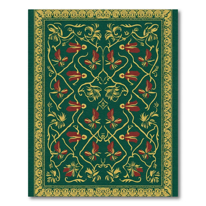 Emerald Green Floral Swirl Decorative Rug