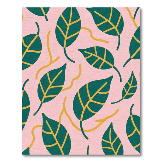 Teal Leaf Pink Background Abstract Swirl Rug