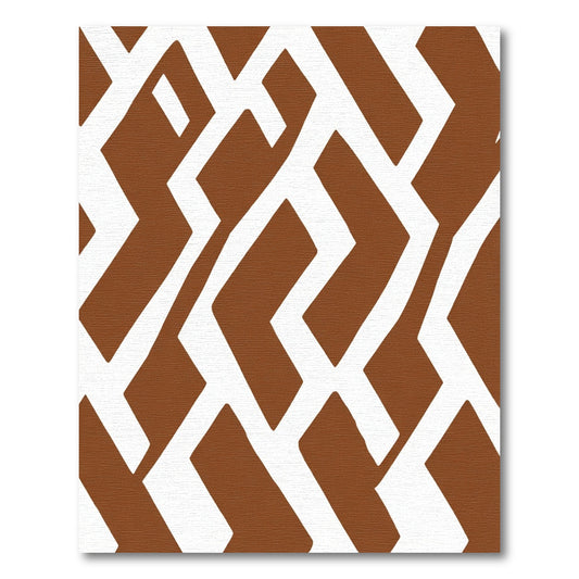 Brown White Abstract Geometric Pattern Rug