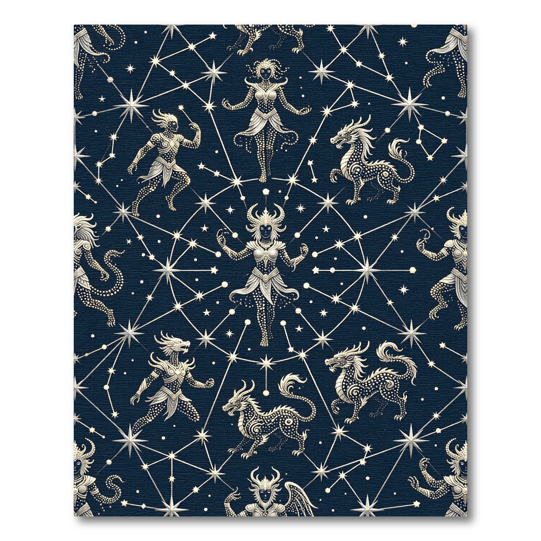 Celestial Mythic Zodiac Constellation Navy Rug