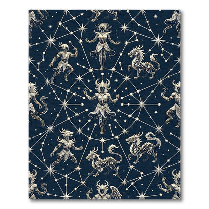 Celestial Mythic Zodiac Constellation Navy Rug