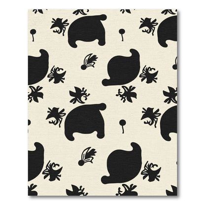 Black Amoeba Floral Garden Rug