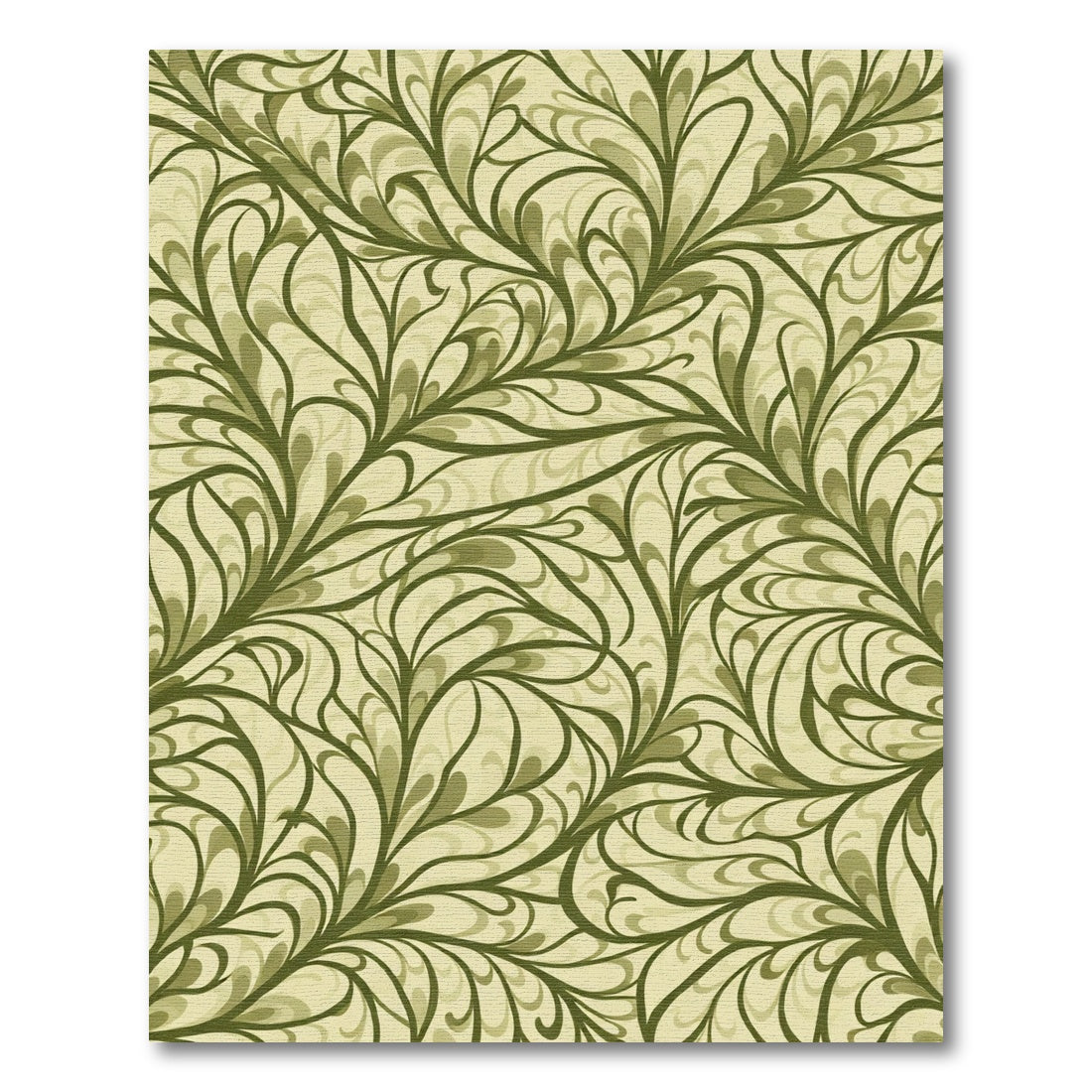 Earthy Green Swirling Vine Rug