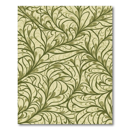 Earthy Green Swirling Vine Rug