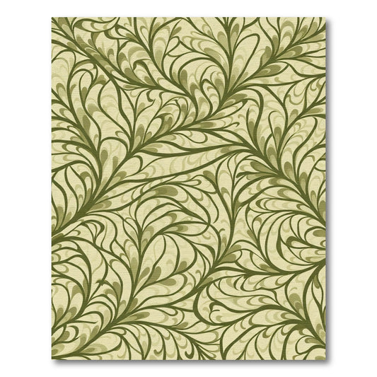 Earthy Green Swirling Vine Rug